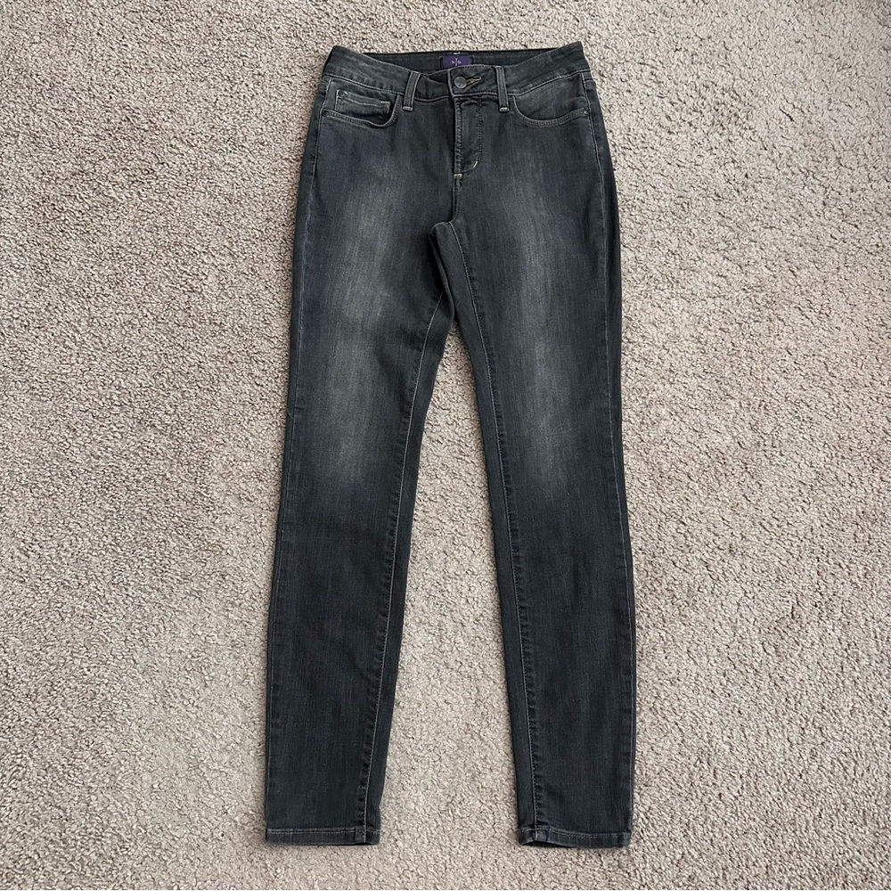 NYDJ Lift Tuck Technology Super Skinny Charcoal Jeans Womens 2